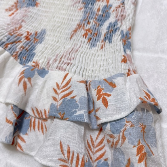 Karlie White and Blue Floral Smocked Stretch Women’s‎ Ruffle Dress, Size Small - Picture 11 of 11